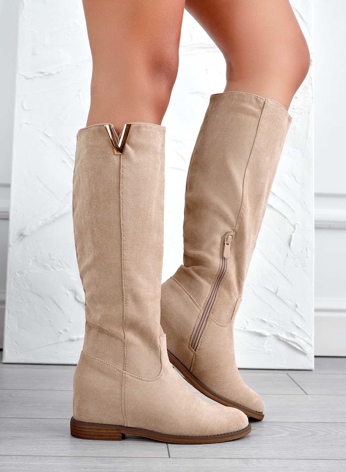 Rinda | Alexoo Stiefeletten aus beigem Wildleder