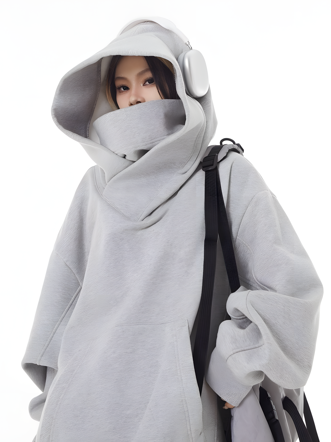 Jakila | Kapuzenpullover mit extra hohem Kragen