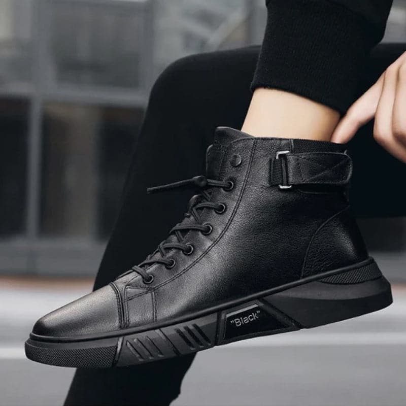 Ashton | Warme schwarze Lederstiefel