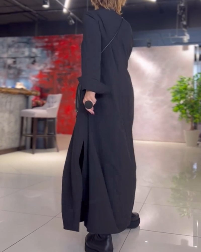 Uzila | Langes, lockeres Kleid mit Schlitz