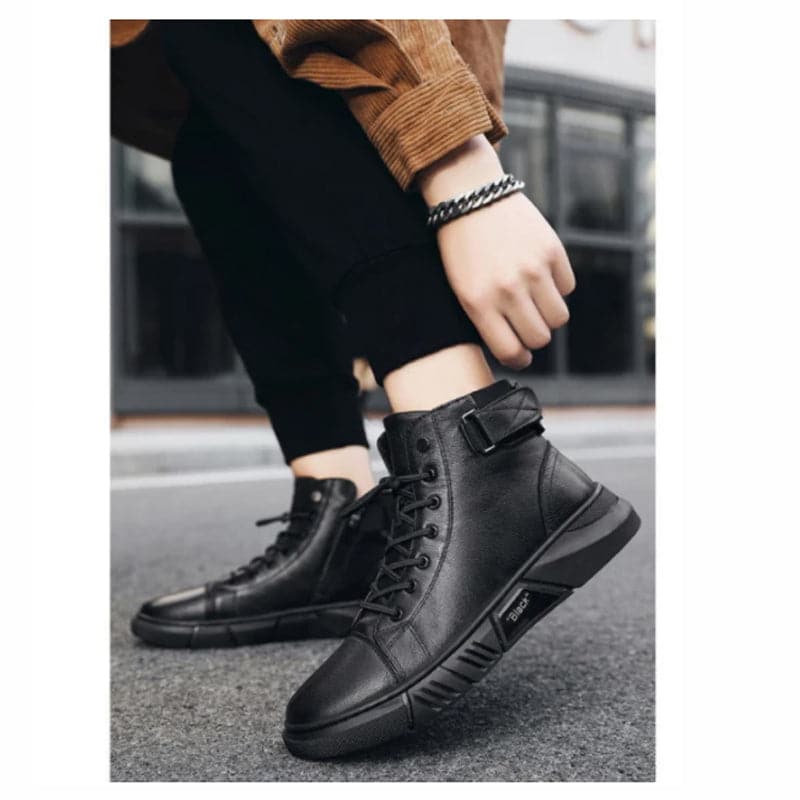 Ashton | Warme schwarze Lederstiefel