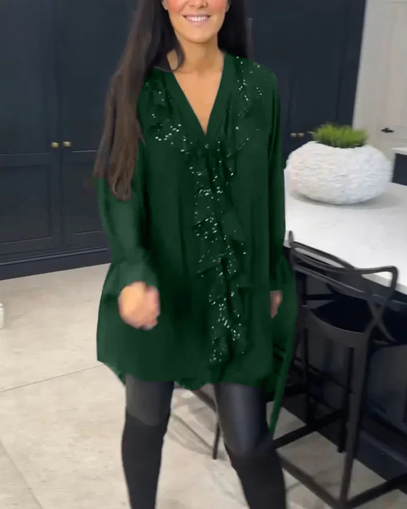 Jelisan | Hochwertige Rüschenbluse mit Glanzakzent