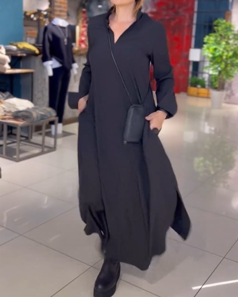Uzila | Langes, lockeres Kleid mit Schlitz