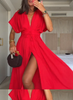 Della | schickes Damenkleid in Midi-Länge mit V-Ausschnitt.