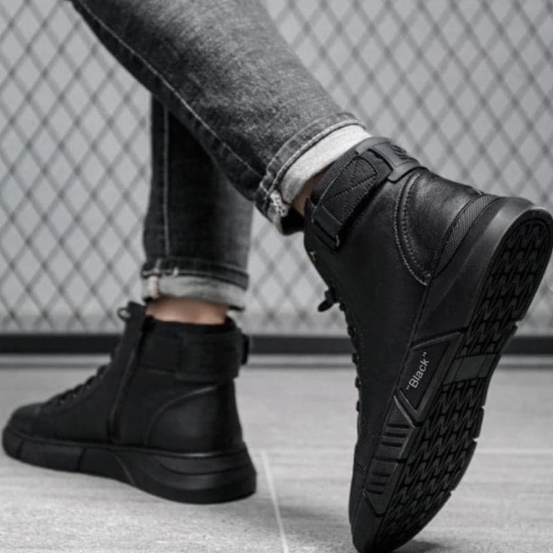 Ashton | Warme schwarze Lederstiefel