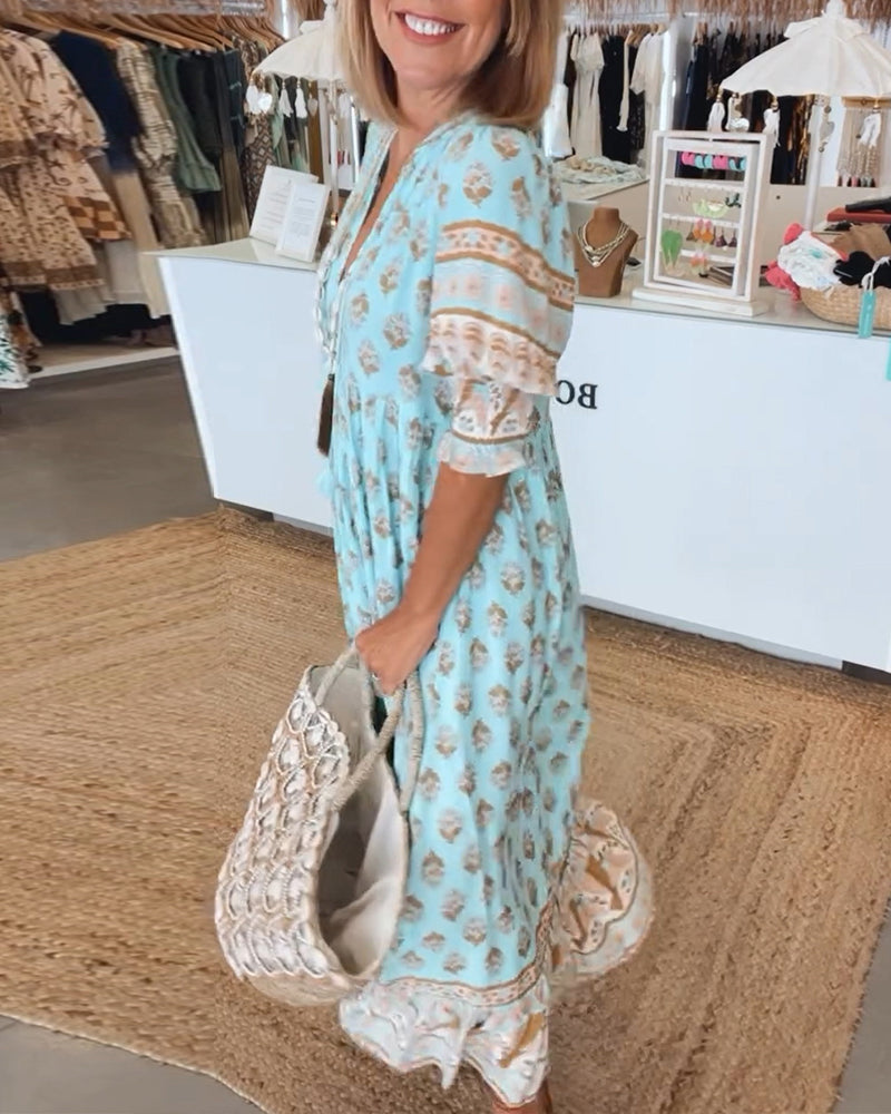 Liana | Bedrucktes Kleid mit V-Ausschnitt