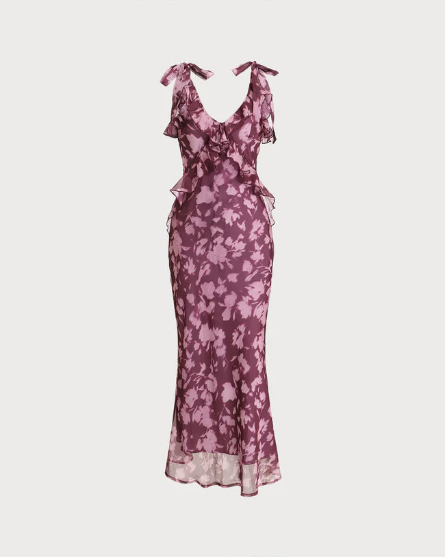 Gavia | Geblümtes Midikleid mit Rüschen und Bindeband