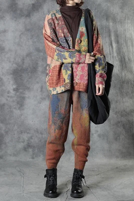 Marieth | Bunter Boho-Strickpullover mit Blumenmuster