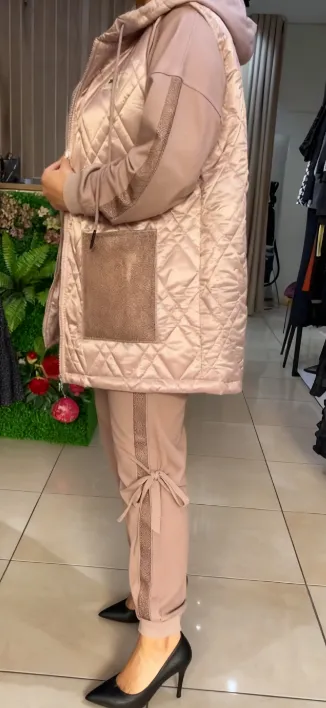 Melozie | Zweiteiliges Set mit Pailletten-Kapuzenweste