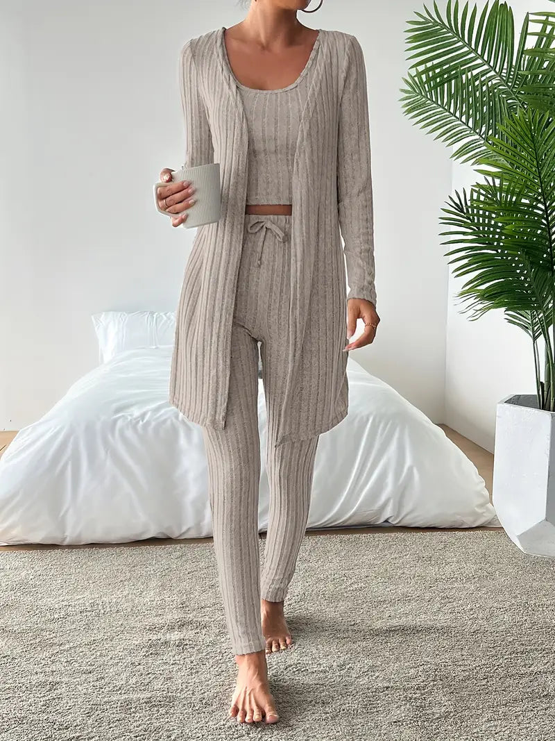Chloe | Stilvolles 3-teiliges Set aus geripptem Strick