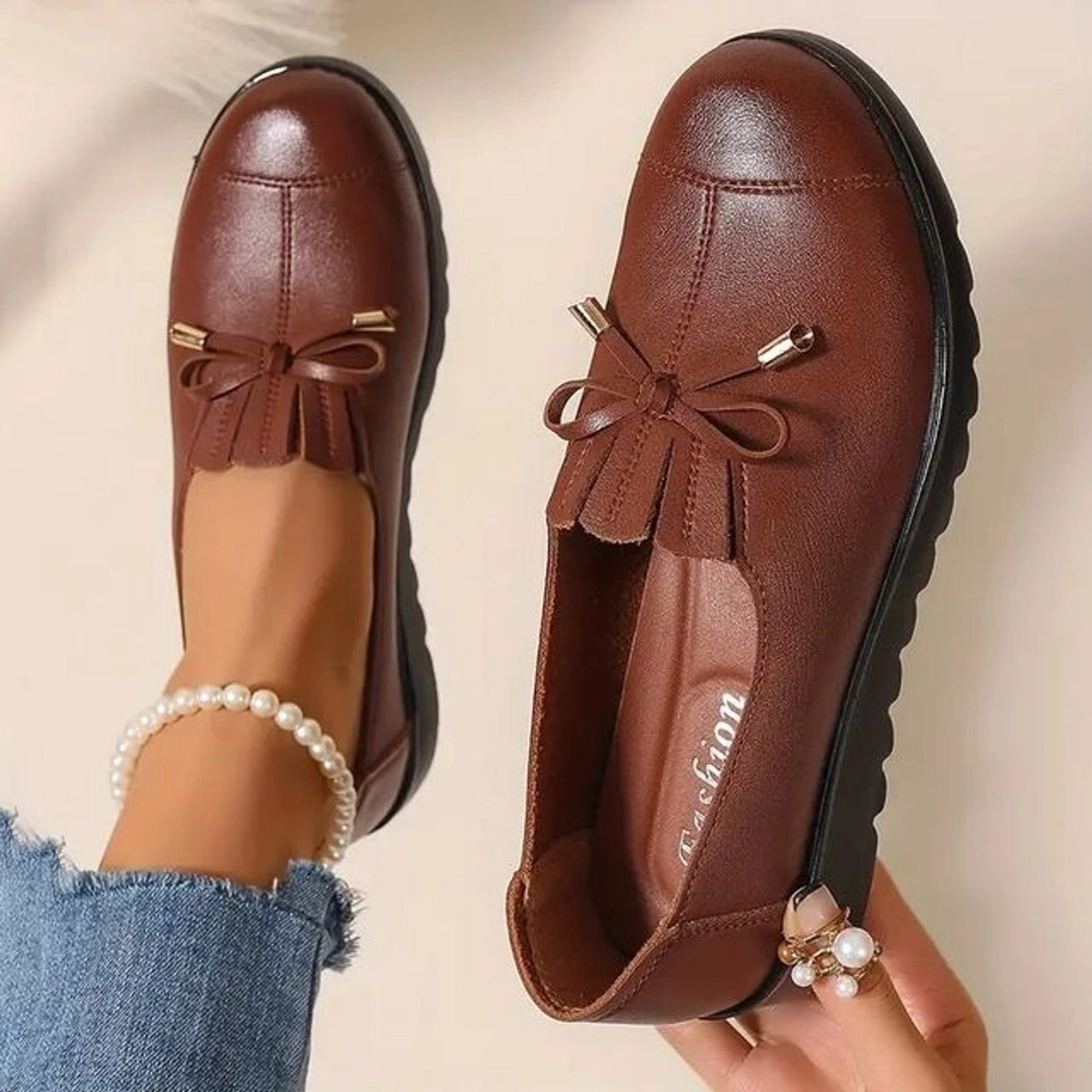 Larima | Damen-Slip-On Mokassins aus Leder
