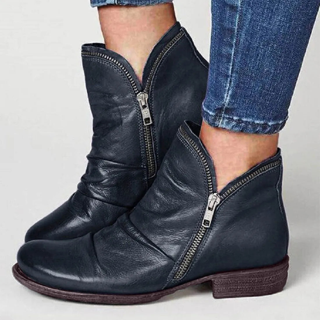 Lornia | Damenstiefel mit doppeltem Reißverschluss