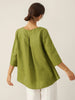 Evelyn | bequemes Leinen-Top mit asymmetrischem Saum und Rundhals
