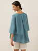 Evelyn | bequemes Leinen-Top mit asymmetrischem Saum und Rundhals