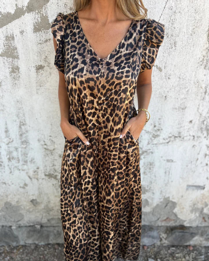Alice | Eleganter Jumpsuit im Leopardenmuster mit V-Ausschnitt