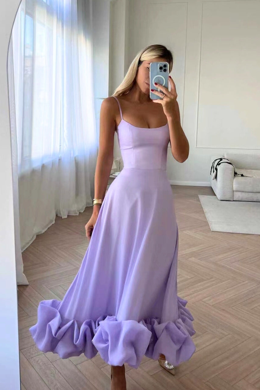 Aciel | Midi-Sonnenkleid mit voluminösem Rüschensaum