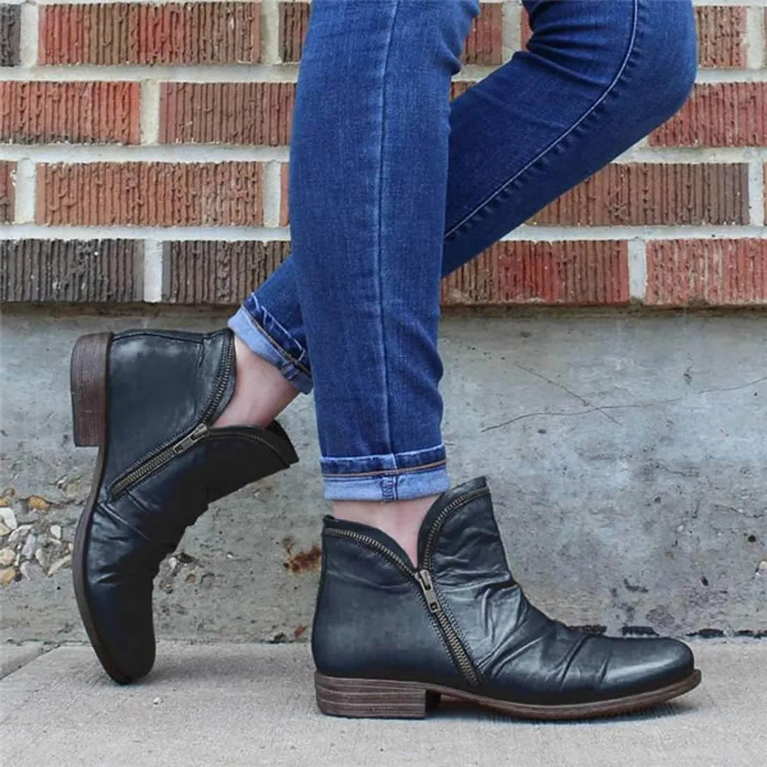 Lornia | Damenstiefel mit doppeltem Reißverschluss