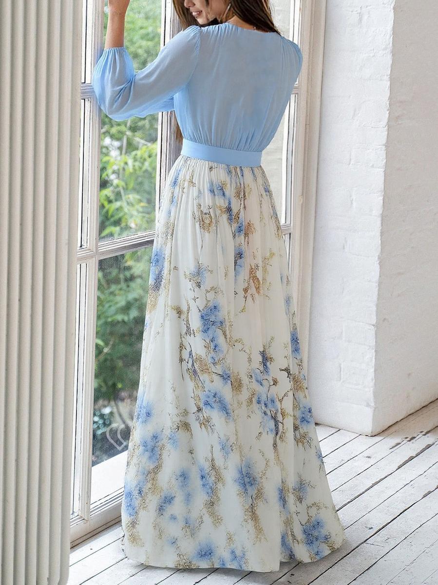 Linda | wunderschönes Kleid mit Blumendruck und V-Ausschnitt