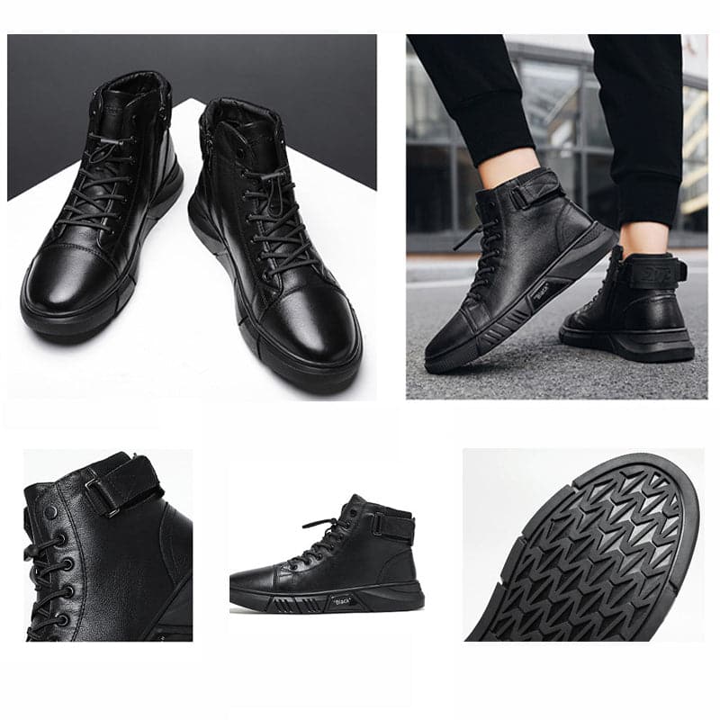 Ashton | Warme schwarze Lederstiefel