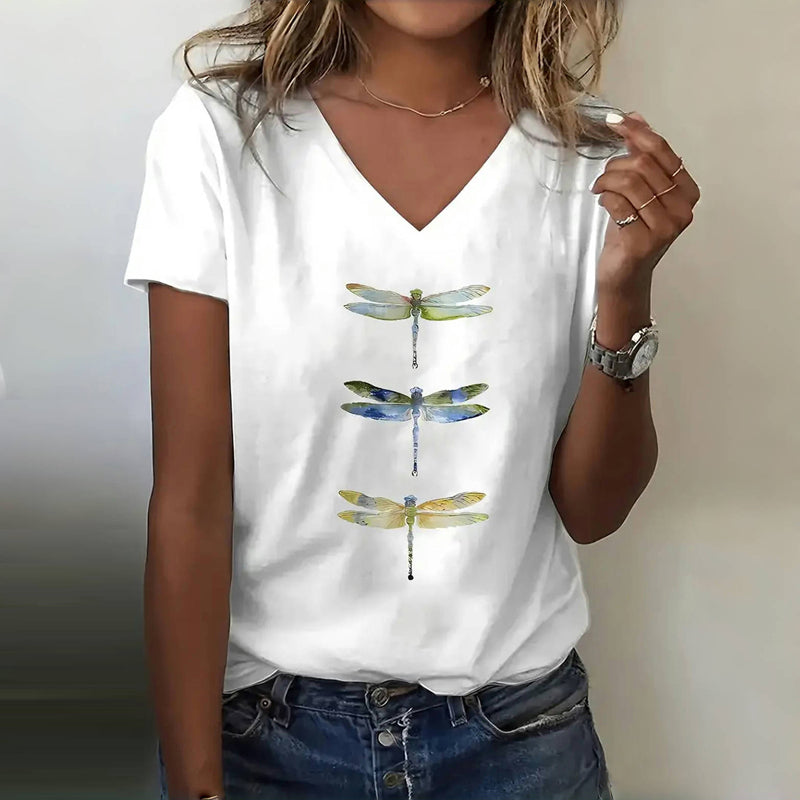Fiel | Stylisches T-Shirt mit Libellenaufdruck für den Alltag