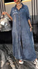 Rosia | Lässiges Maxi-Hemdkleid aus Denim mit Textdetails
