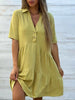 Lia | Lockeres monochromes kurzärmeliges Kleid für Damen