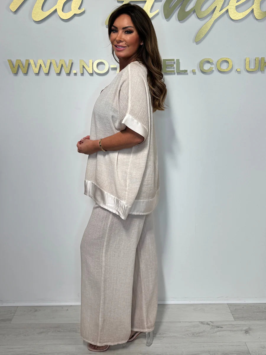 Lenie | Baumwoll-Leinen Anzug mit V-Ausschnitt