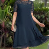 Sarah | elegantes A-Linien-Midikleid, mehrlagiges Mesh-Design.