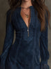 Zelicia | Blaues Wildleder-Minikleid