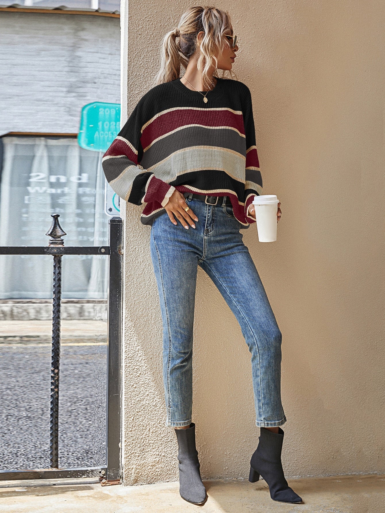 Jeda | Lockerer Pullover mit Streifenmuster