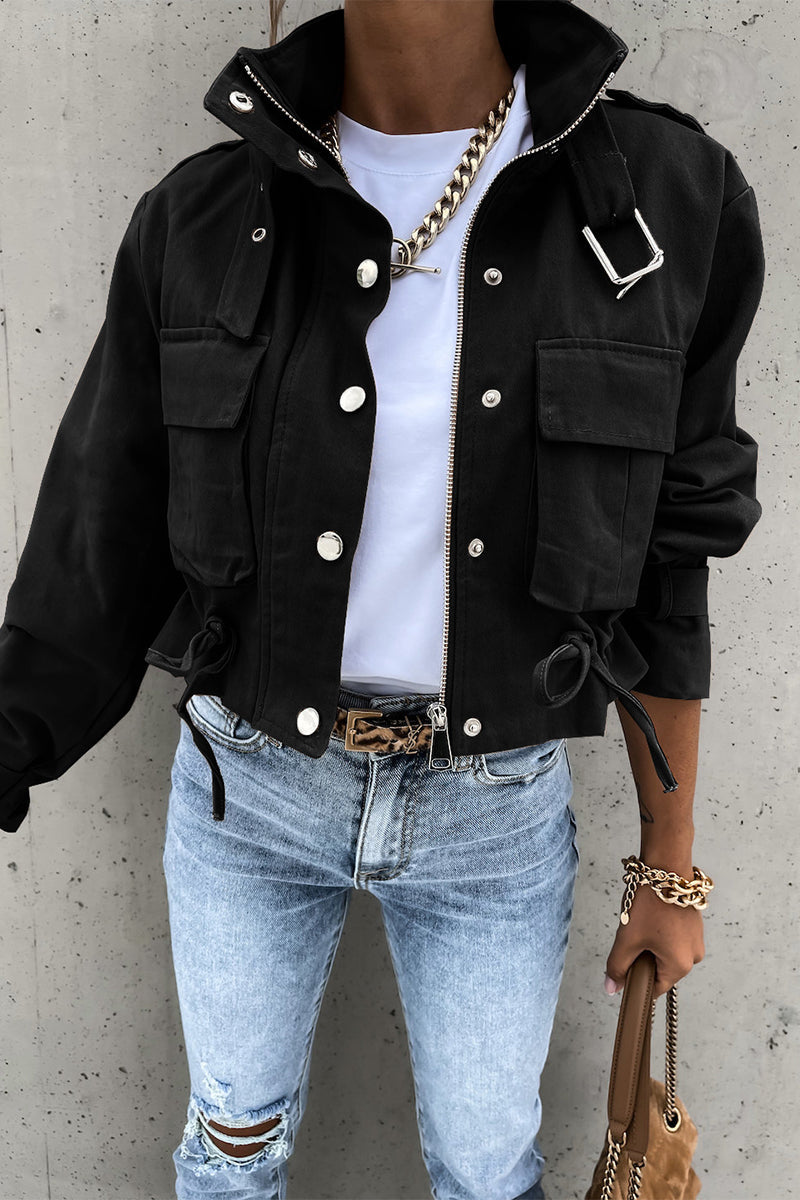 Alezza | Coole Stadtjacke mit Knopf- und Reißverschlussdetails