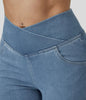 Zaira™ | Hochtaillierte Stretch-Flare-Hose - Gewaschener Denim in Hellblau / S