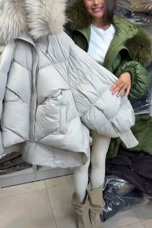 Gerla | Damen Kapuzenjacke aus Baumwolle mit Plüschbesatz