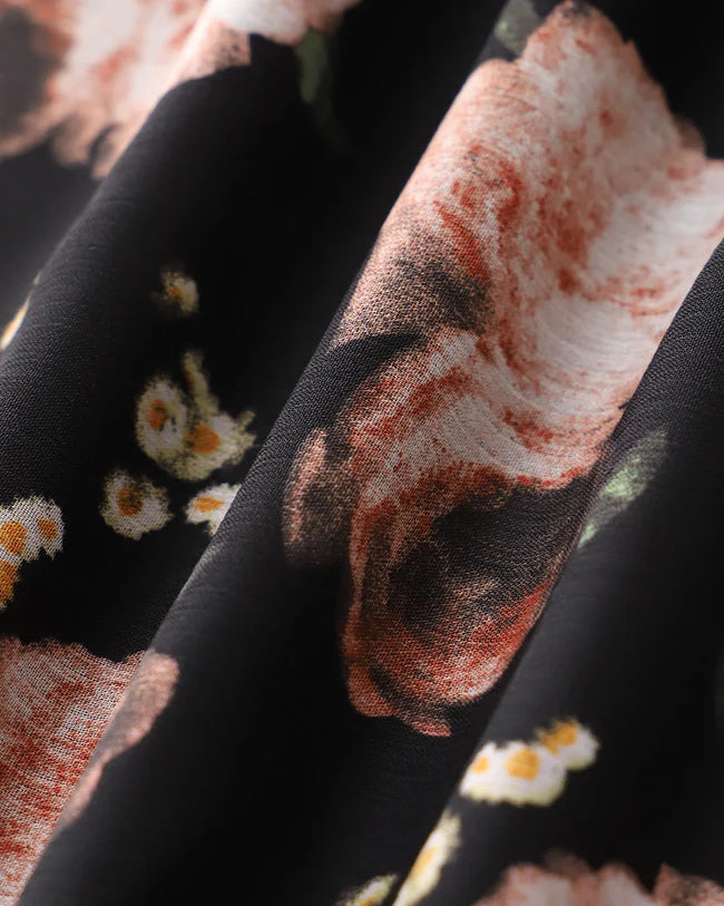 Gavia | Geblümtes Midikleid mit Rüschen und Bindeband