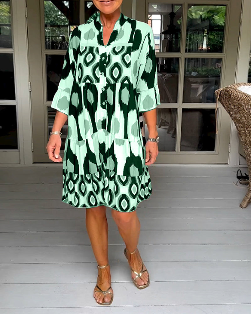 Larisa | Bedrucktes Kleid mit 3/4 Ärmeln