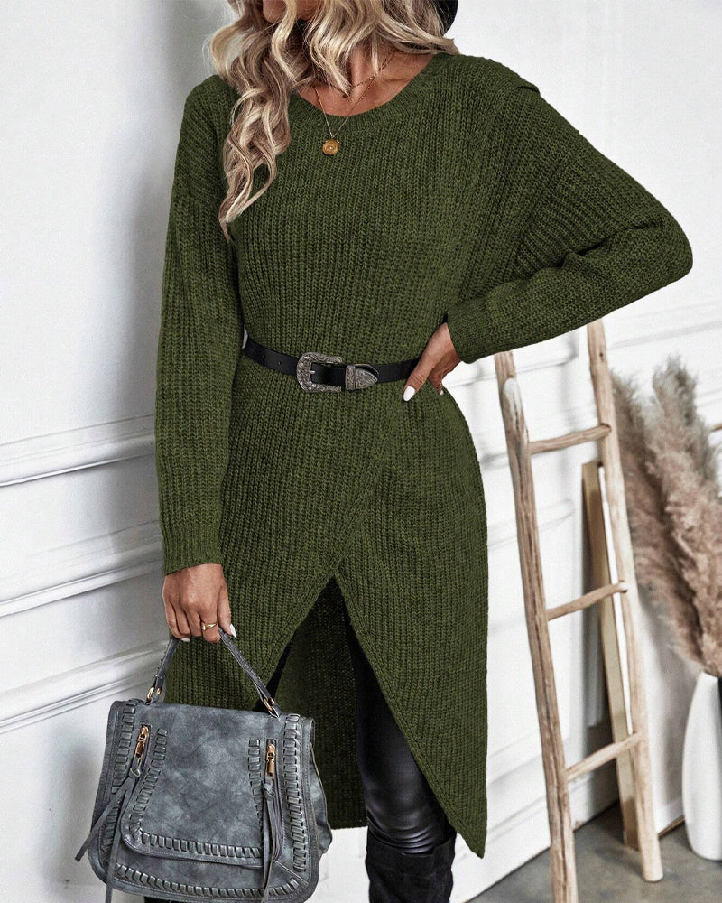 Kiara™ | Langes, Schlichtes Strickkleid für Damen