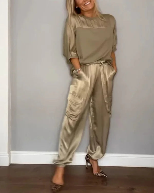 Zara | Satin Oberteil und Hose Set
