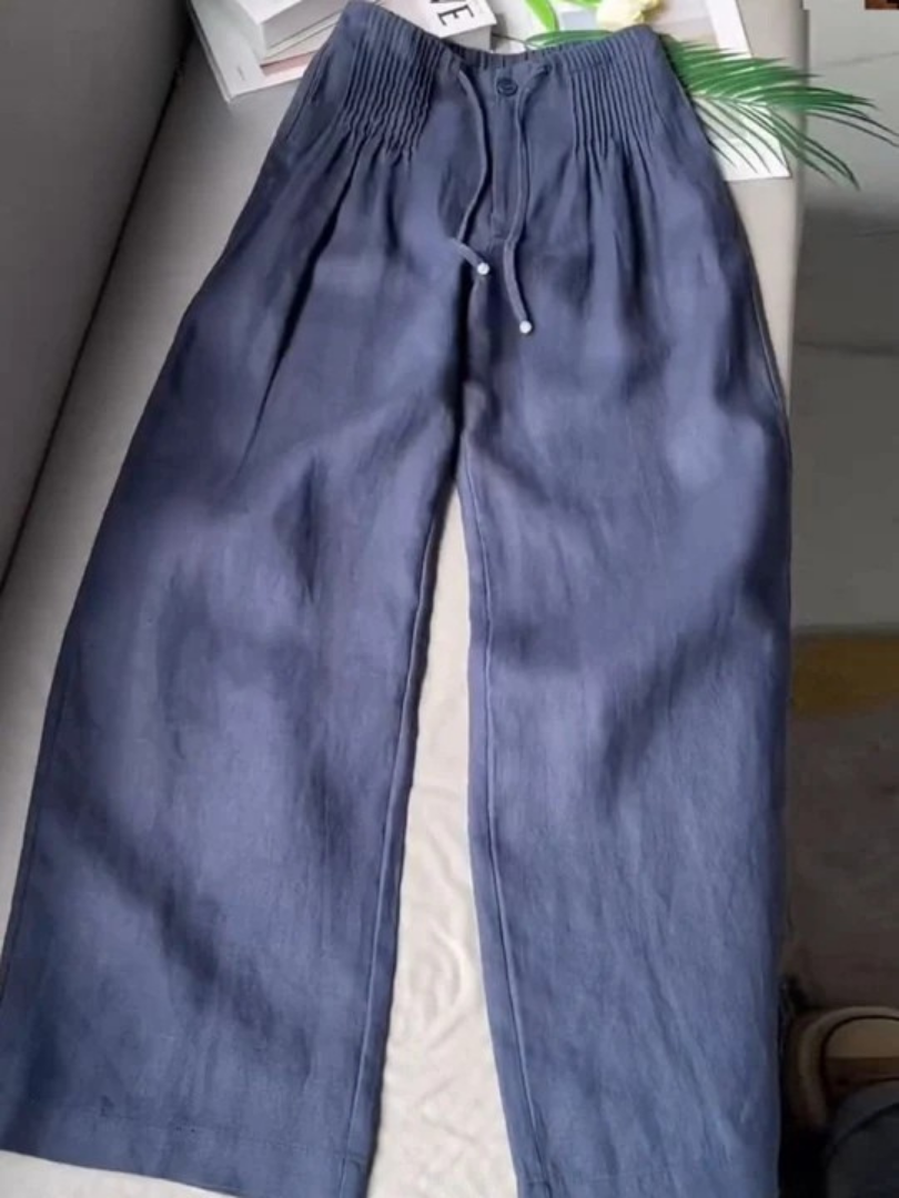 Janissa | Weite Hose aus Baumwoll-Leinen-Mix