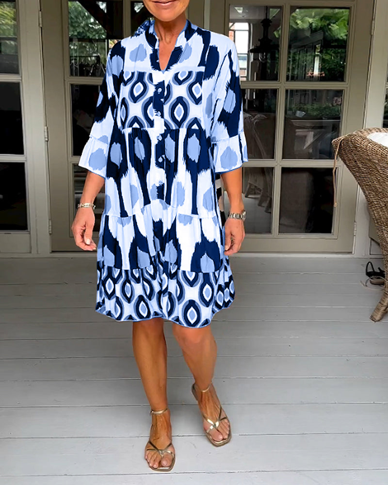 Larisa | Bedrucktes Kleid mit 3/4 Ärmeln