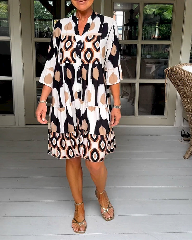 Larisa | Bedrucktes Kleid mit 3/4 Ärmeln