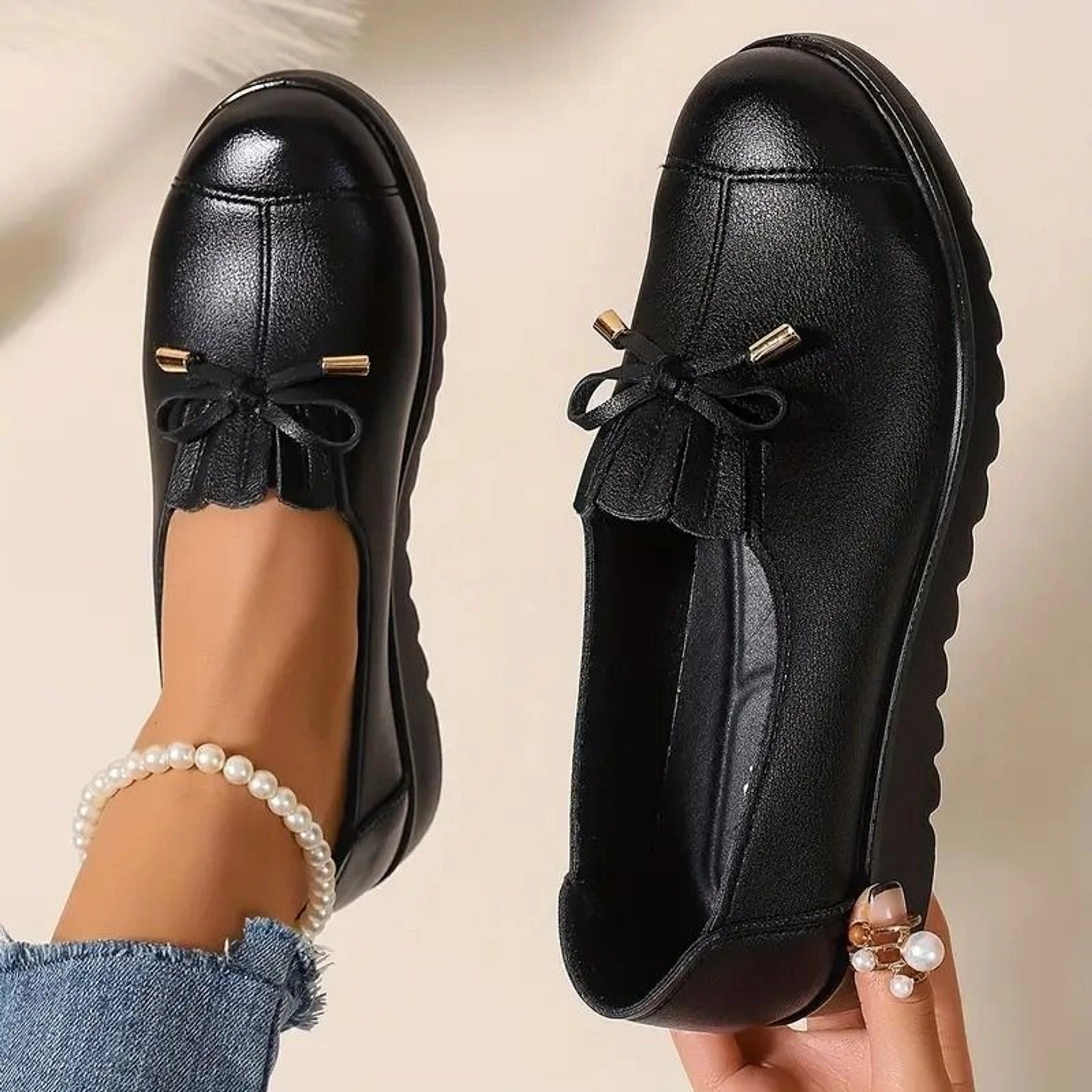 Larima | Damen-Slip-On Mokassins aus Leder