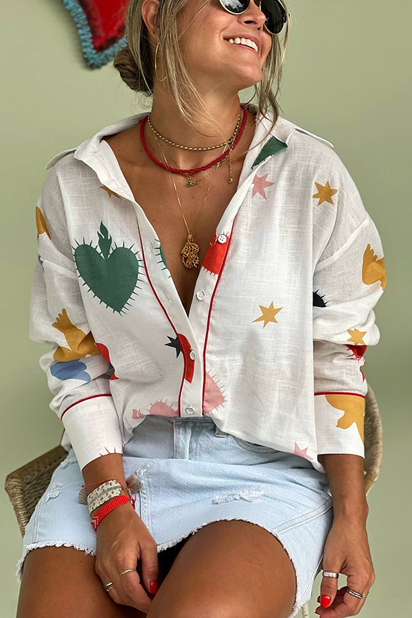 Chilka | Leinenmix-Bluse mit einzigartigem Sommerprint