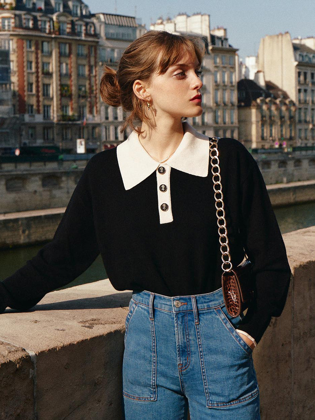 Pelina | Zeitloser Strickpullover mit elegantem Polo-Kragen