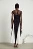 Roisin | Kontrastfarbenes plissiertes Maxikleid