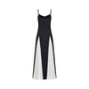 Roisin | Kontrastfarbenes plissiertes Maxikleid