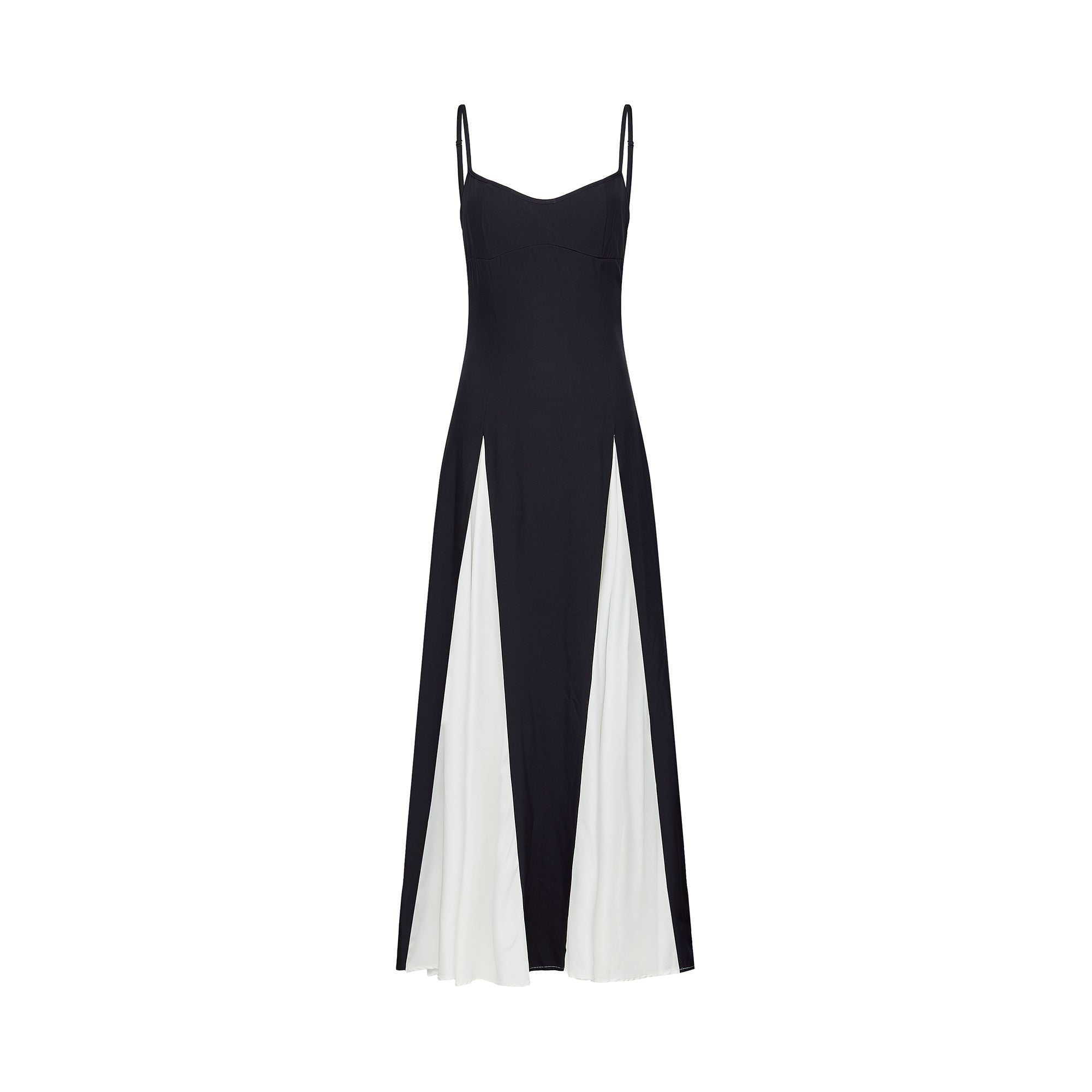 Roisin | Kontrastfarbenes plissiertes Maxikleid