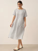 Isabella | stilvolles kurzärmeliges Leinenkleid mit Nadelstreifen