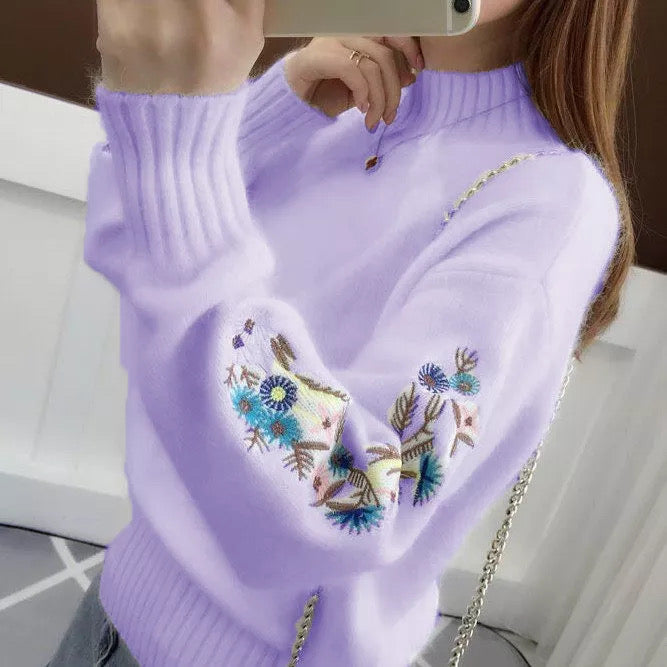 Ariah | weicher Strickpullover aus Kaschmir mit Blumenmuster.