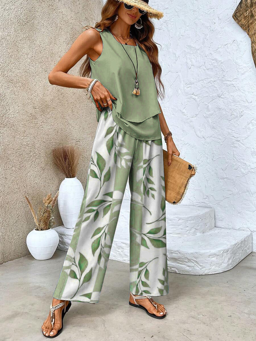 Ratchel | Modisches Damen-Set mit bedrucktem Top und passender Hose