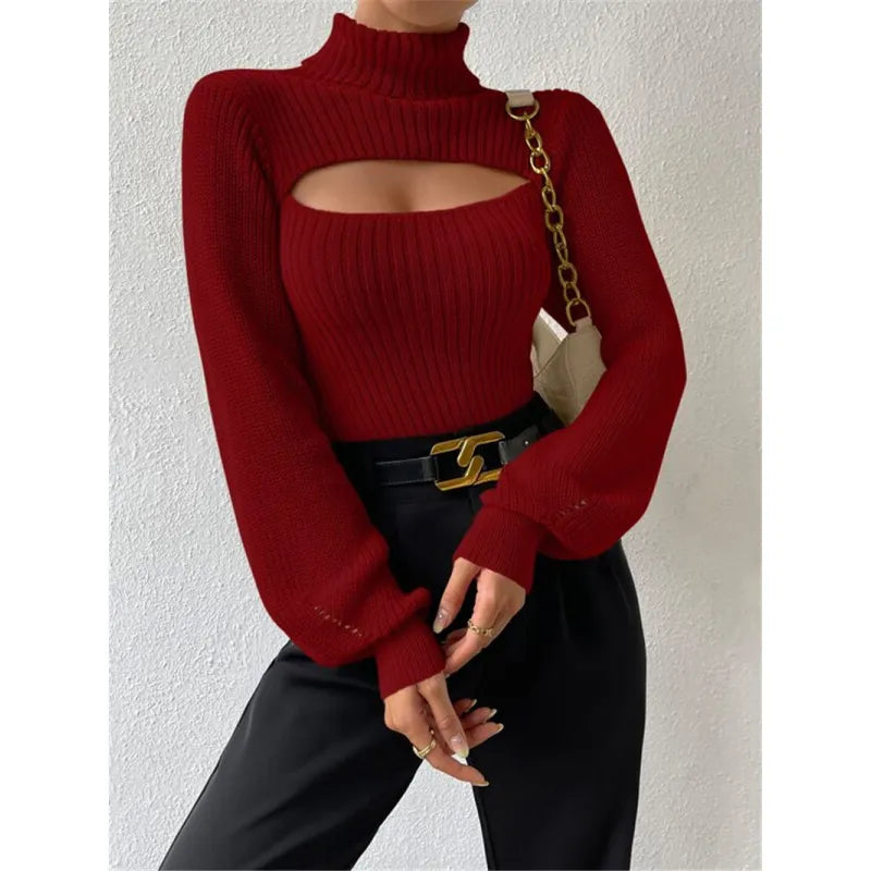 Farie | Stilvoller Pullover mit hohem Kragen und Öffnung